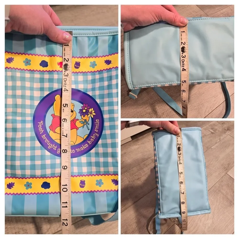 Disney Dolly Winnie The Pooh Plaid Diaper Bag Vtg Y2K 90s with Changing Pad